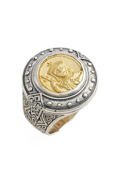 Shop Konstantino Byzantium Carved Face Ring In Silver