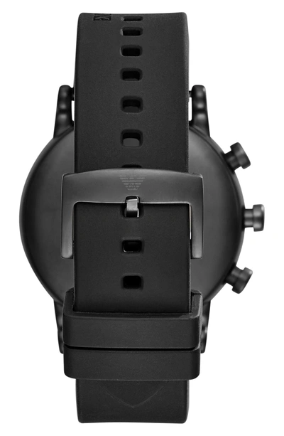 Shop Emporio Armani Silicone Strap Hybrid Smartwatch, 43mm In Black/ Black