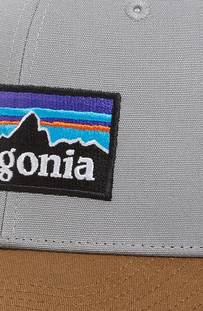 Shop Patagonia P-6 Logo Trucker Hat - Grey In Drifter Grey/ Coriander