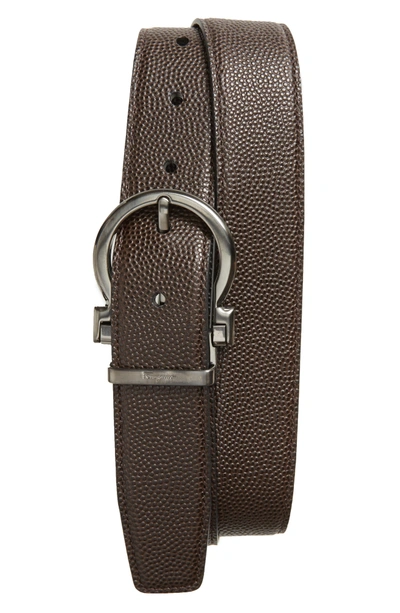 Shop Ferragamo Salvatore Ferragaom Reversible Leather Belt In Chocolate/ Black