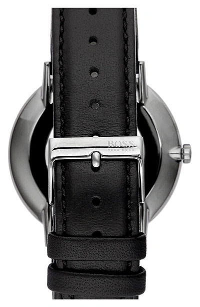 Hugo Boss Men's Horizon Black Leather Strap Watch 40mm Women's Shoes In  Grey/ Black | ModeSens
