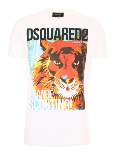 Shop Dsquared2 Printed T-shirt In Biancobianco