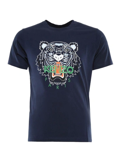 Shop Kenzo Tiger Print T-shirt In Encreblu