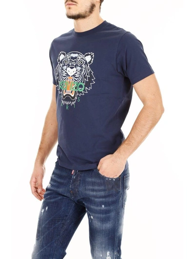 Shop Kenzo Tiger Print T-shirt In Encreblu