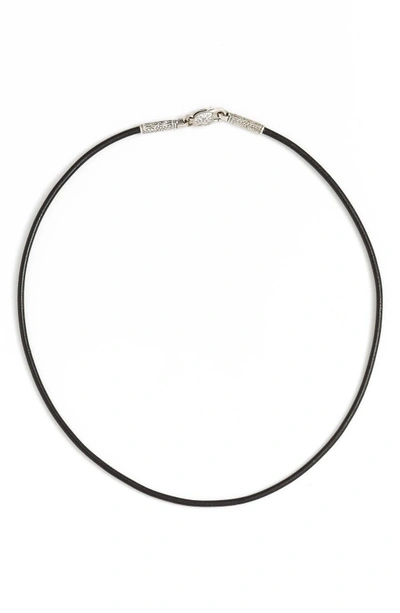 Shop Konstantino Leather Cord Necklace In Sterling Silver/ Black
