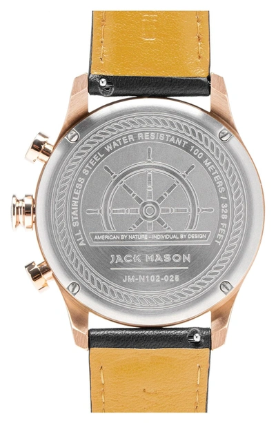 Shop Jack Mason Nautical Chronograph Leather Strap Watch, 42mm In Grey/ Black