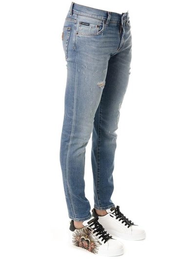 Shop Dolce & Gabbana Distressed Jeans Model In Denim