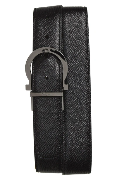 Shop Ferragamo Reversible Leather Belt In Black/ Hickory