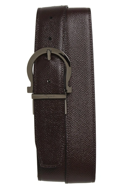 Shop Ferragamo Reversible Leather Belt In Black/ Hickory