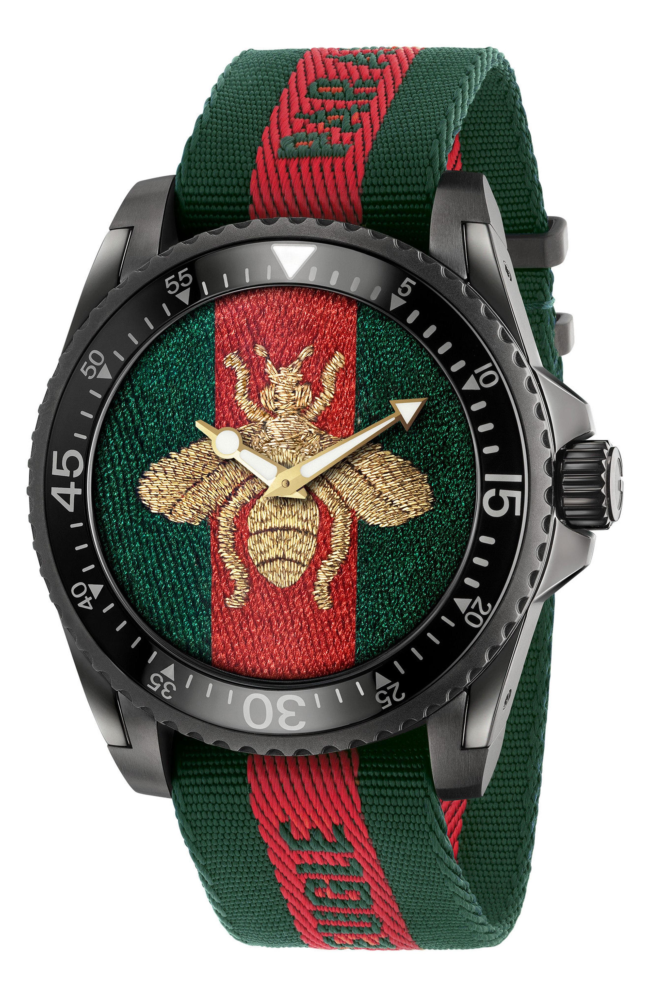 Gucci Green And Red  Bee Dive Watch ModeSens
