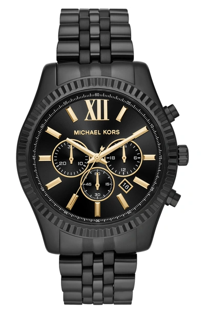 Shop Michael Kors Lexington Bracelet Chronograph Watch, 44mm X 54mm In Black