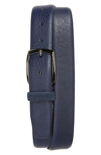 Shop Ted Baker Cubes Leather Belt In Navy