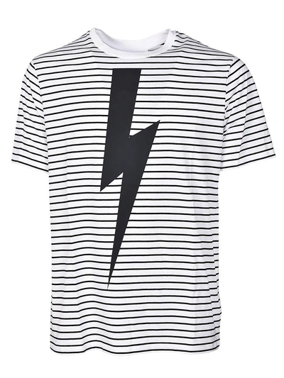 Shop Neil Barrett Thunderbolt Striped T-shirt In Multicolor