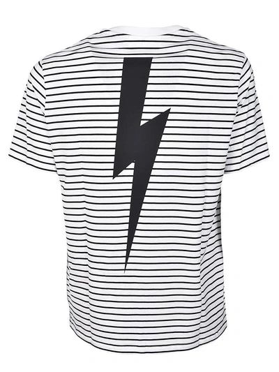Shop Neil Barrett Thunderbolt Striped T-shirt In Multicolor