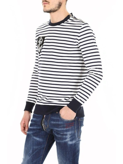 Shop Balmain Breton Striped Pull In Navy|blu