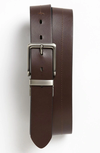 Shop Fossil 'brandon' Twist Reversible Leather Belt In Black/ Brown