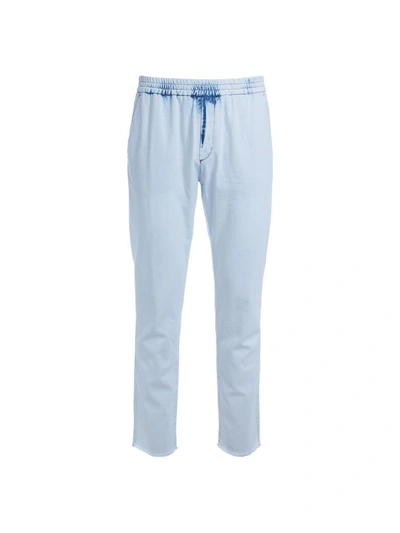 Shop Msgm White Chambray Trousers In Bianco