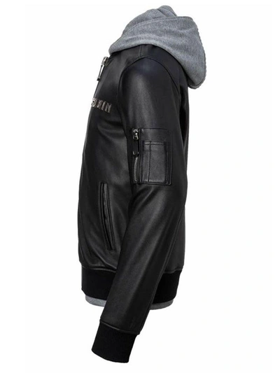 Shop Philipp Plein Urban Bomber Leather In Black