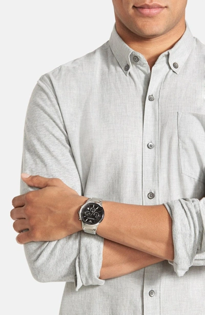 Shop Emporio Armani Round Bracelet Watch, 43mm In Silver/ Black