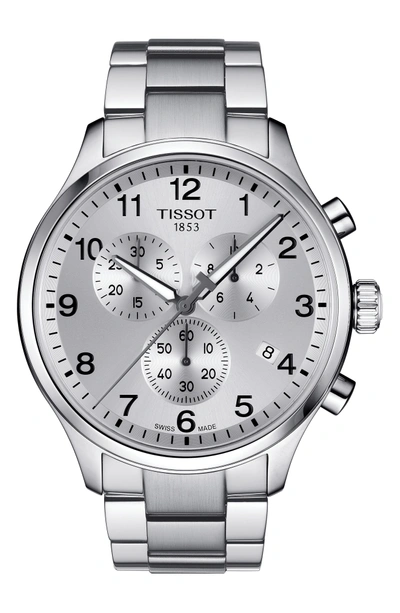 Shop Tissot Chrono Xl Collection Chronograph Bracelet Watch, 45mm In Silver