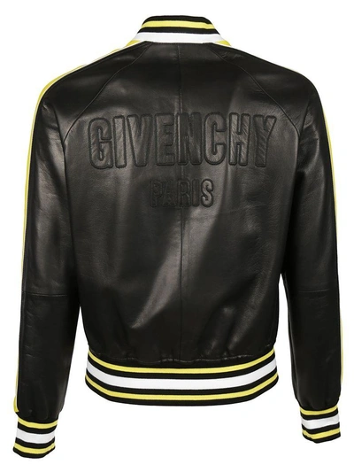 Shop Givenchy Logo Bomber Jacket In Black-yellow