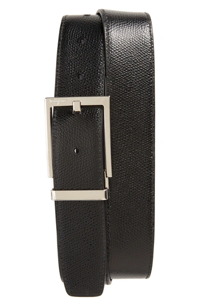 Shop Ferragamo Reversible Leather Belt In Navy/ Black