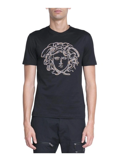 Shop Versace Medusa Cotton Jersey T-shirt In Nero