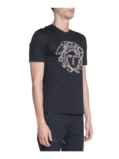 Shop Versace Medusa Cotton Jersey T-shirt In Nero