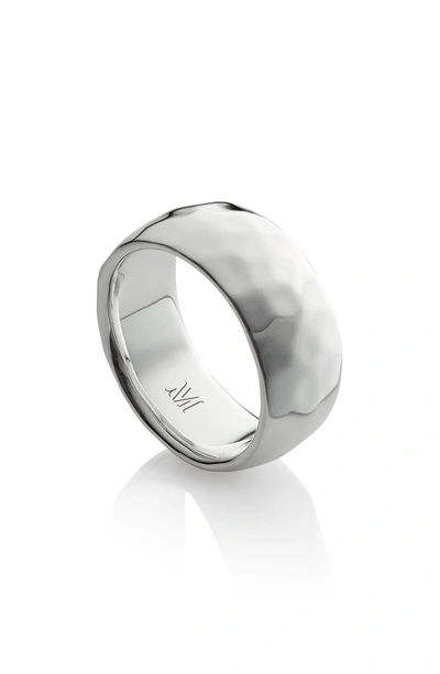 Shop Monica Vinader Alta Hammered Ring In Silver