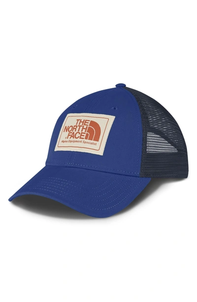 Shop The North Face Mudder Trucker Hat - Blue In Blue/ Vintage White/ Orange