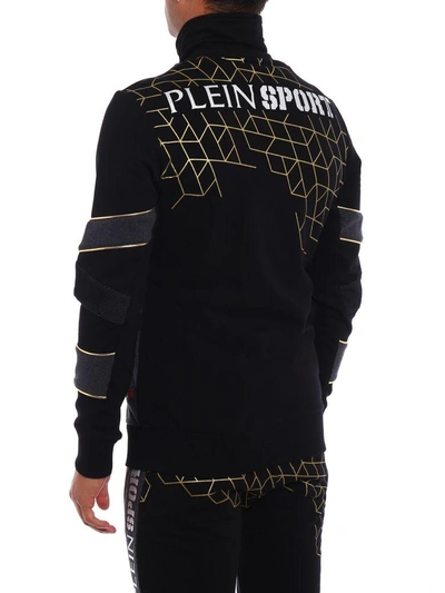 Shop Philipp Plein Gold Cotton Sweat Jacket In Black