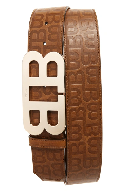 Shop Bally Stamped Logo Leather Belt In Cigar