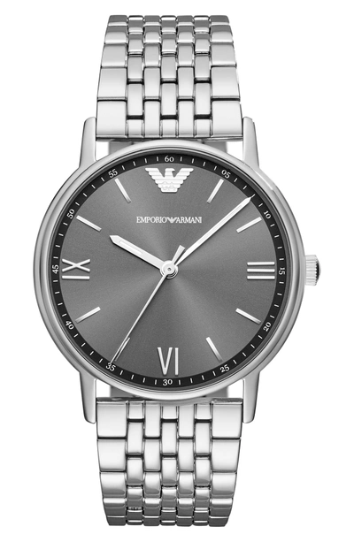 Shop Emporio Armani Round Bracelet Watch, 41mm In Black/ Silver