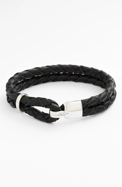 Shop Miansai 'beacon' Braided Leather Bracelet In Black