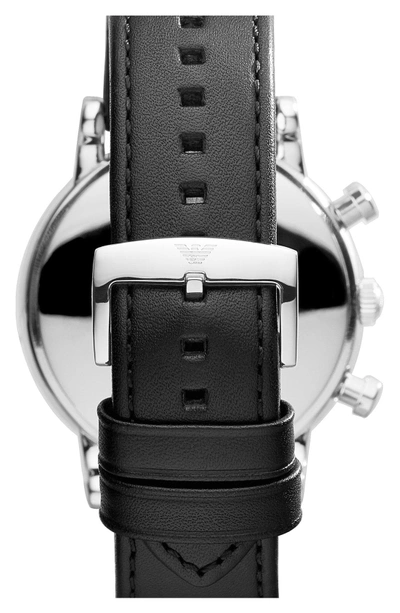 Emporio Armani Men's Chronograph Matte Black Leather Strap Watch 46mm Ar1828  In Stainless Steel/black | ModeSens