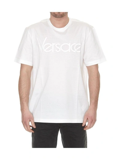 Shop Versace Logo T-shirt In White
