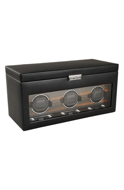 Wolf Roadster Triple Watch Winder & Case In Black