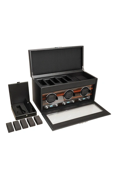 Wolf Roadster Triple Watch Winder & Case In Black