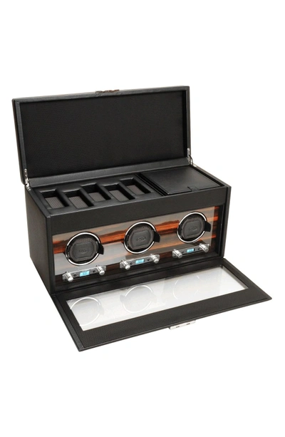 Wolf Roadster Triple Watch Winder & Case In Black
