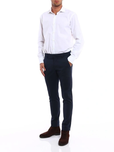 Shop Dondup Gaubert Cotton Drill Chinos In Blue