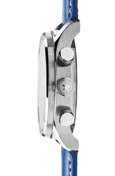 Shop Jack Mason Nautical Chronograph Leather Strap Watch, 42mm In White/ Cobalt Blue