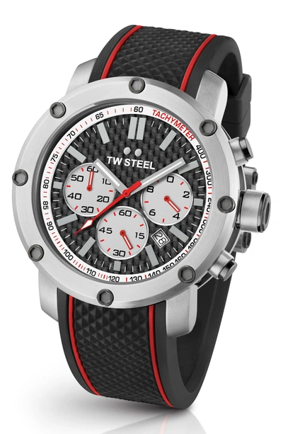 Shop Tw Steel Grandeur Tech Silicone Strap Watch, 48mm In Black/ Silver