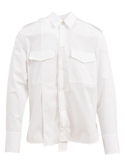 Shop Valentino Popeline Cotton Shirt In White