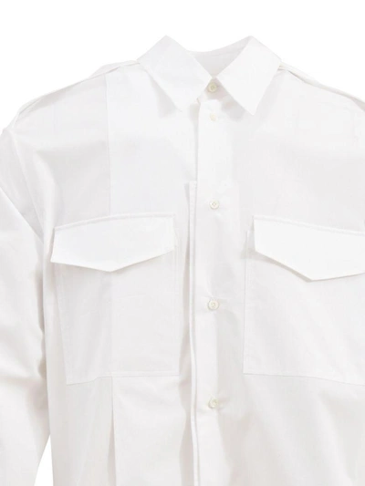 Shop Valentino Popeline Cotton Shirt In White