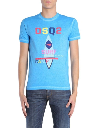 Shop Dsquared2 Round Collar T-shirt In Celeste