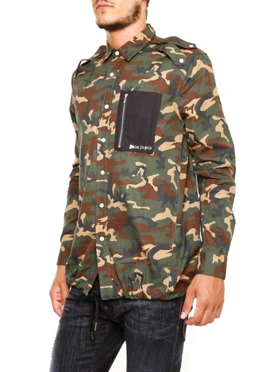 Shop Palm Angels Camouflage Military Shirt In All Over Silververde