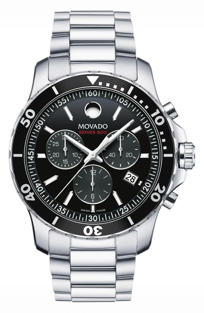 Shop Movado 'series 800' Chronograph Bracelet Watch, 42mm In Silver/ Black/ Silver