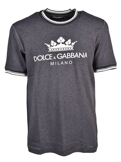 Shop Dolce & Gabbana King Logo T-shirt In Grigio Antracite