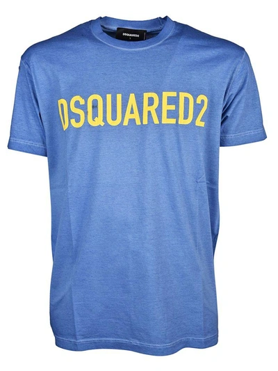 Shop Dsquared2 Logo Print T-shirt In Blu Lavato