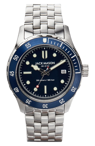 Shop Jack Mason Diving Bracelet Watch, 42mm In Navy/ Stainless Steel